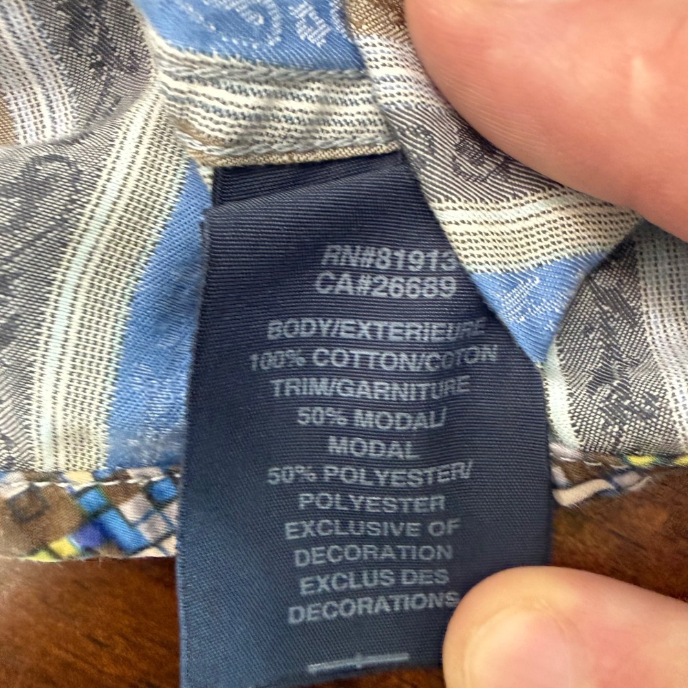 Robert Graham Mens XL Blue Brown Striped Floral Long Sleeve Button Down Shirt - Picture 5 of 9
